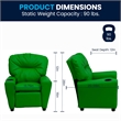 Flash Furniture Vinyl Upholstered Kids Recliner with Cup Holder in Green