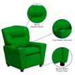 Flash Furniture Vinyl Upholstered Kids Recliner with Cup Holder in Green