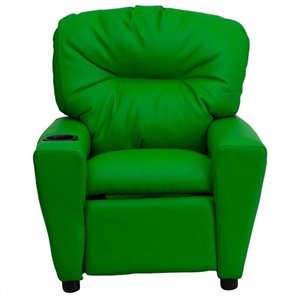 flash furniture contemporary faux leather kids recliner with cup holder