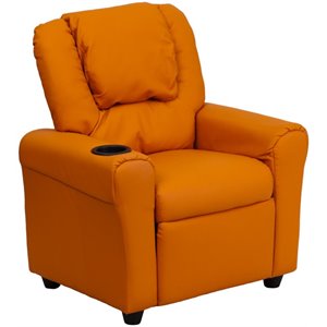 flash furniture contemporary faux leather kids recliner with cup holder arm