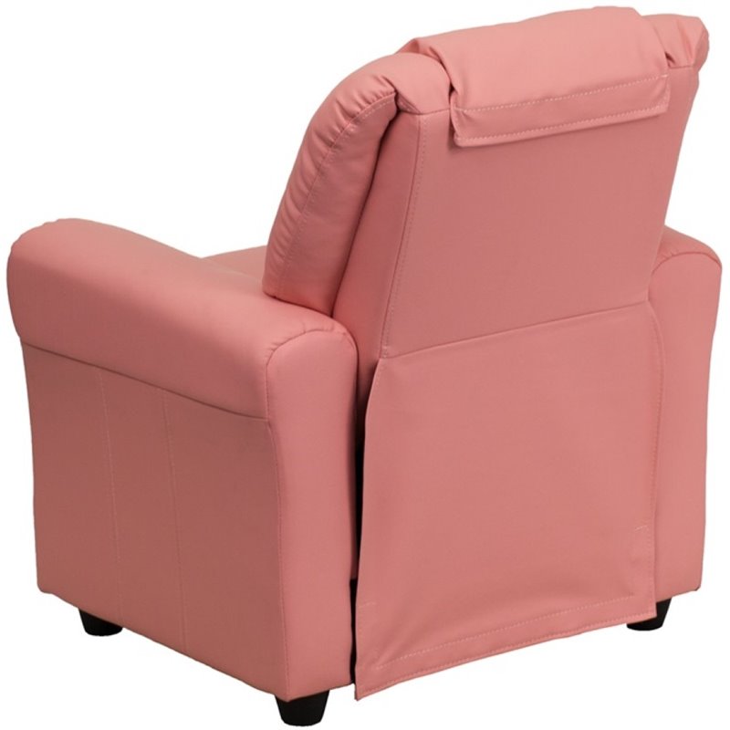 Flash Furniture Vinyl Recliner with Cup Holder and Headrest in Pink