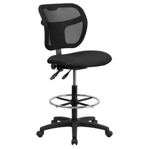 Flash Furniture Mid-Back Mesh Drafting Chair in Black
