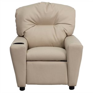 flash furniture contemporary faux leather kids recliner with cup holder