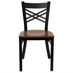 flash furniture hercules black back metal dining chair in cherry