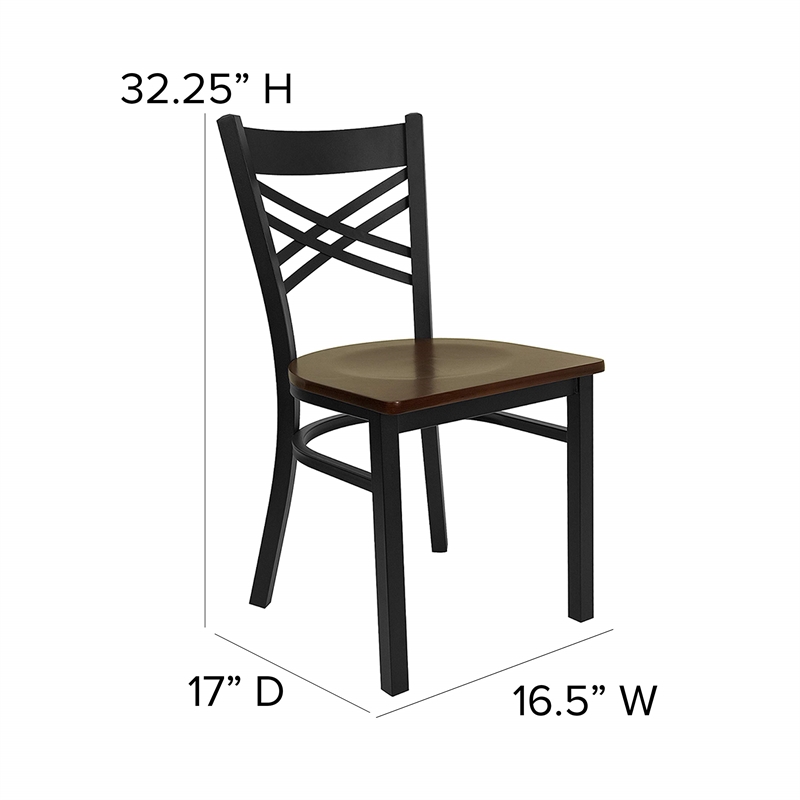 Flash Furniture Hercules Black Back Metal Dining Chair in Mahogany