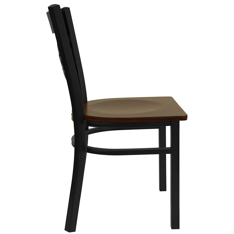 Flash Furniture Hercules Black Back Metal Dining Chair in Mahogany