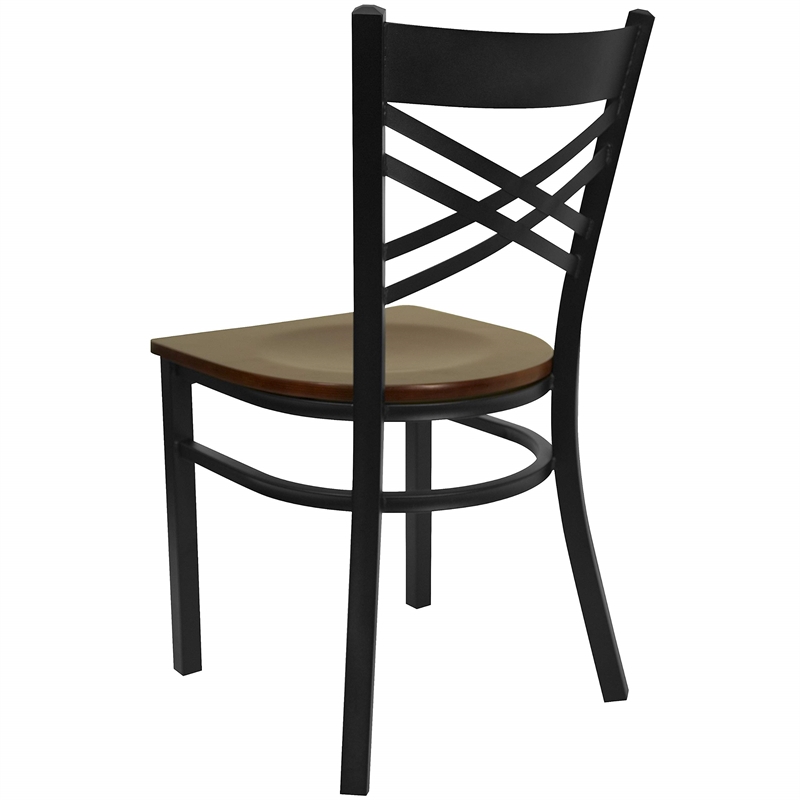 Flash Furniture Hercules Black Back Metal Dining Chair in Mahogany
