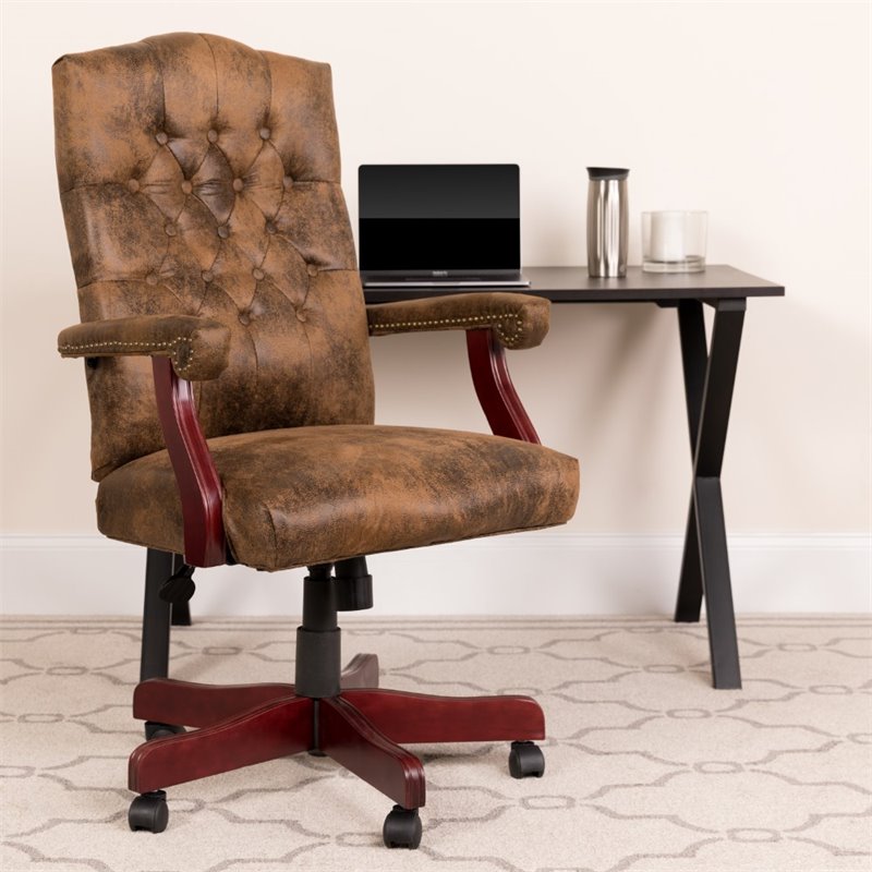 Flash Furniture Classic Executive Office Chair in Bomber Brown