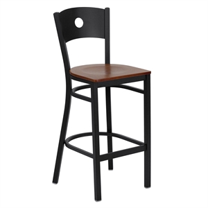 Flash Furniture Hercules 31&quot Circle Back Metal Bar Stool in Cherry