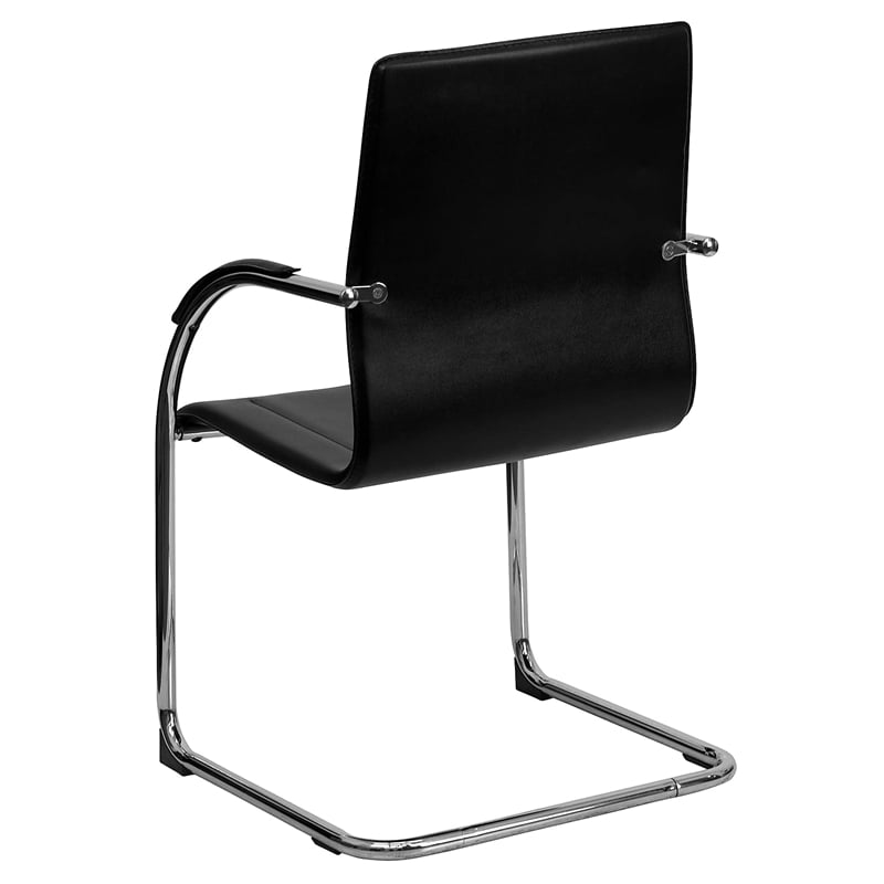 Flash Furniture Side Guest Chair in Black with Chrome Sled Base