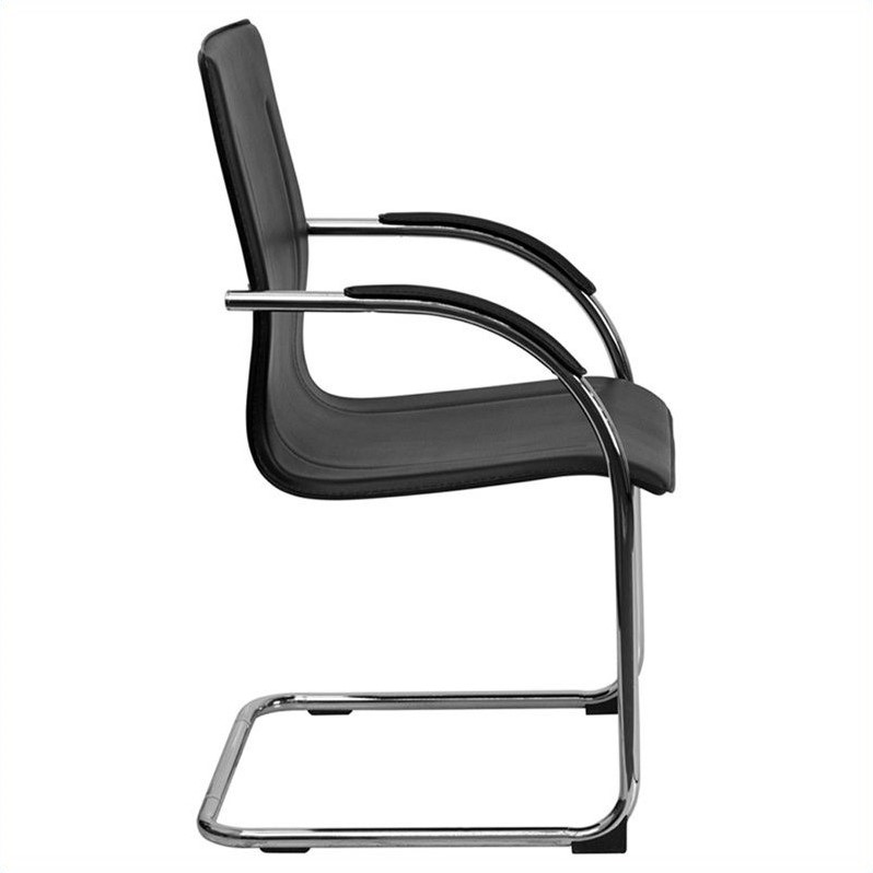 Flash Furniture Side Guest Chair in Black with Chrome Sled Base