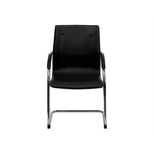 Flash Furniture Side Guest Chair in Black with Chrome Sled Base