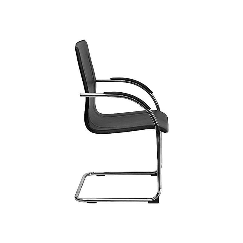 Flash Furniture Side Guest Chair in Black with Chrome Sled Base