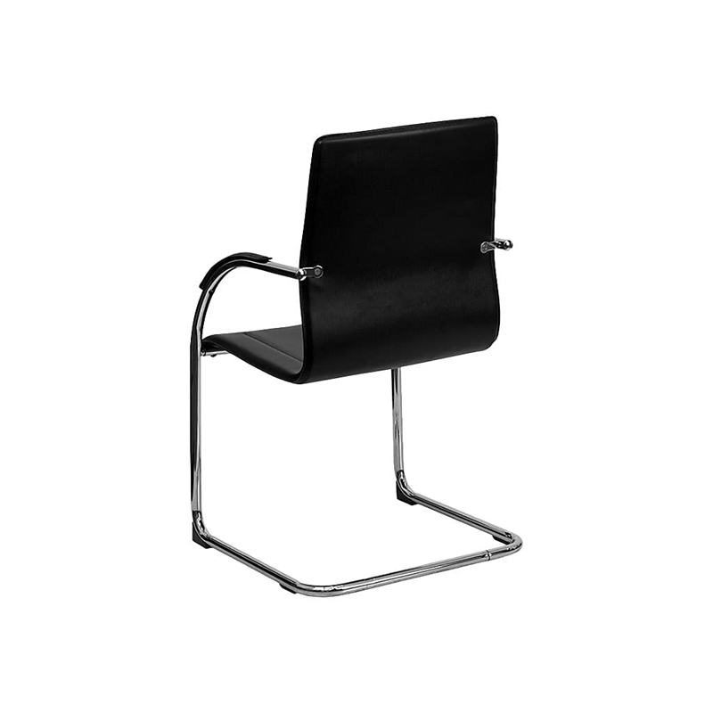 Flash Furniture Side Guest Chair in Black with Chrome Sled Base