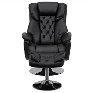 flash furniture transitional recliner and ottoman in black