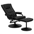 Flash Furniture Leather Recliner and Ottoman with Wrapped Base in Black