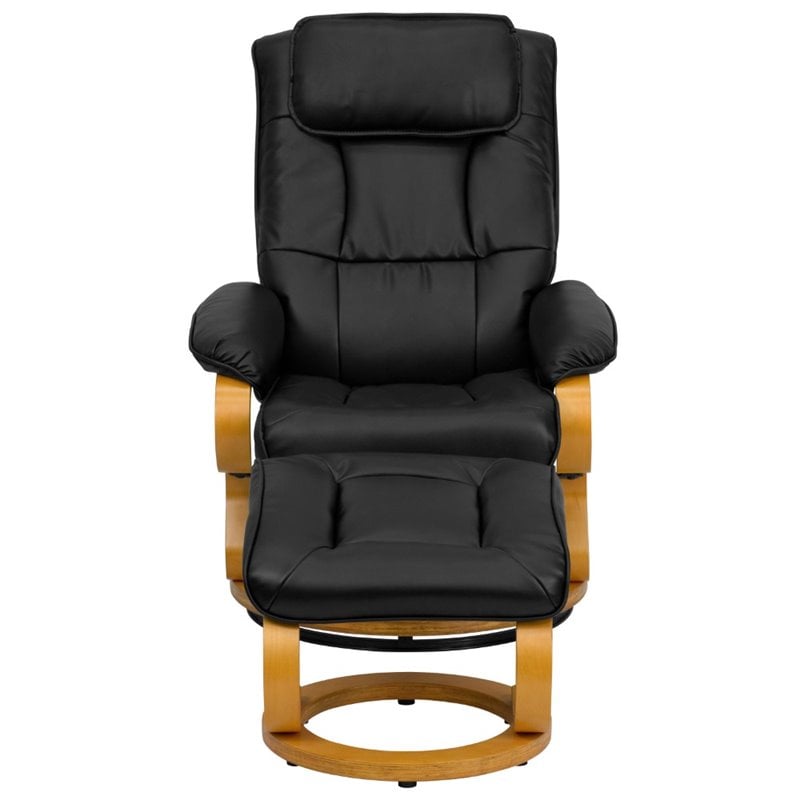 Flash Furniture Contemporary Leather Recliner and Ottoman in Black