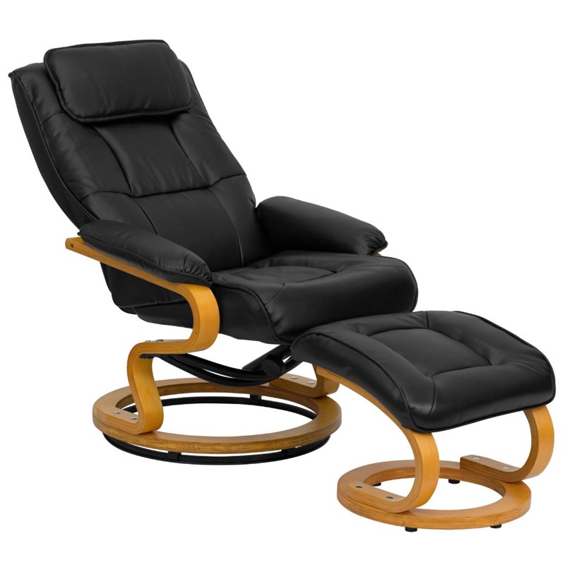 Flash Furniture Contemporary Leather, Reclining Leather Swivel Chair With Ottoman