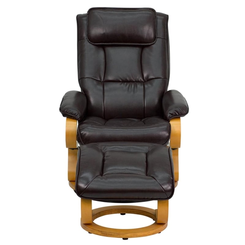 Flash Furniture Contemporary Leather Recliner and Ottoman in Brown