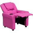 Flash Furniture Vinyl Recliner with Cup Holder and Headrest in Hot Pink