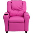 Flash Furniture Vinyl Recliner with Cup Holder and Headrest in Hot Pink