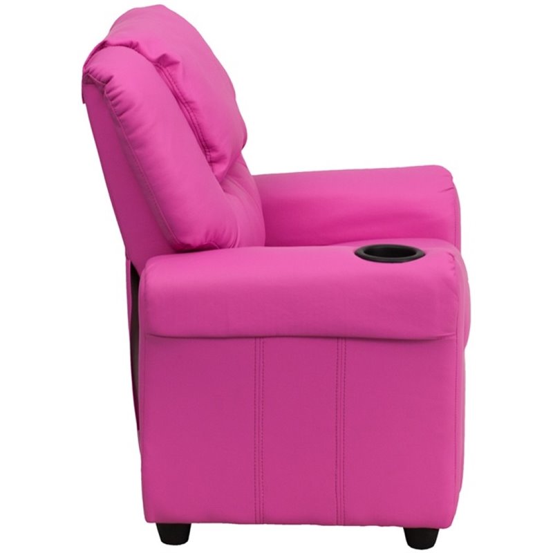 Flash Furniture Vinyl Recliner with Cup Holder and Headrest in Hot Pink