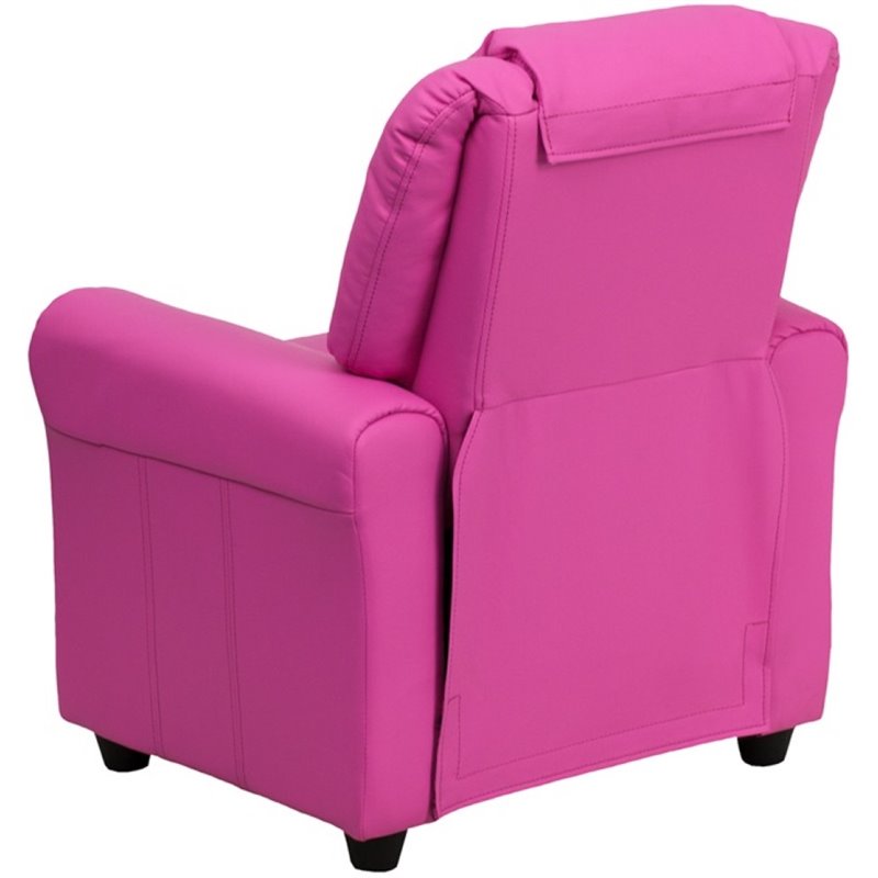 Flash Furniture Vinyl Recliner with Cup Holder and Headrest in Hot Pink