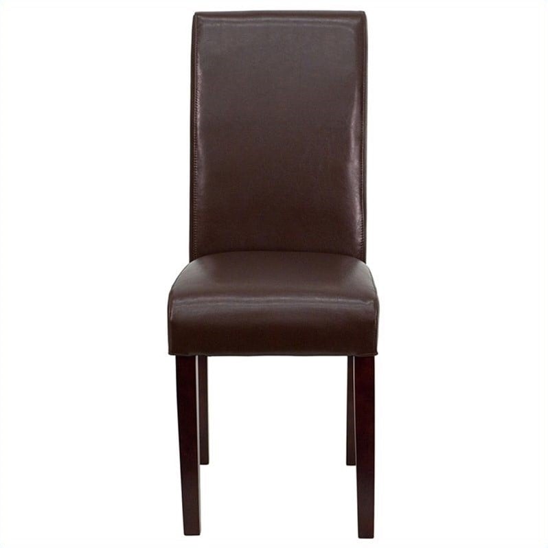 Flash Furniture Upholstered Parsons Dining Chair In Dark Brown Bt 350 Brn Lea 008 Gg