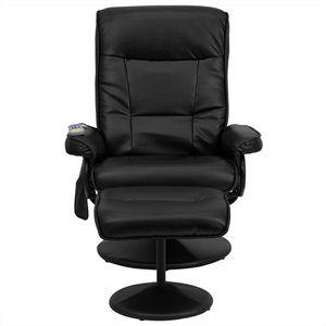 flash furniture leather massaging recliner and ottoman in black with base