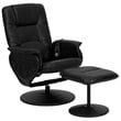 Flash Furniture Leather Massaging Recliner and Ottoman in Black