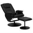 Flash Furniture Leather Massaging Recliner and Ottoman in Black