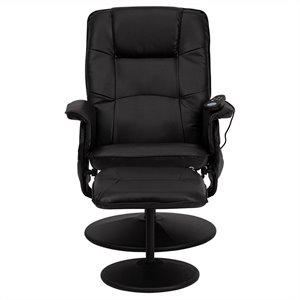 flash furniture leather massaging recliner and ottoman in black