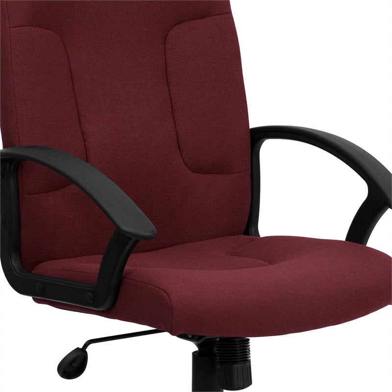 Flash Furniture Mid Back Office Chair with Nylon Arms in Burgundy