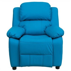 flash furniture heavily padded contemporary faux leather kids recliner with storage arms
