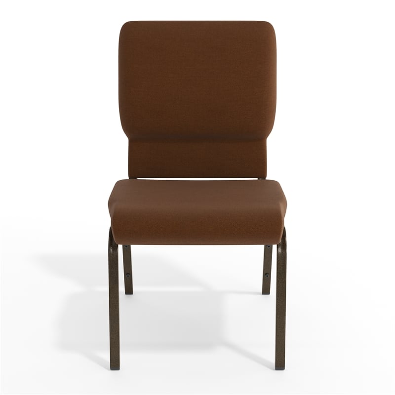 Flash Furniture Hercules Church Stacking Guest Chair in Brown and Gold