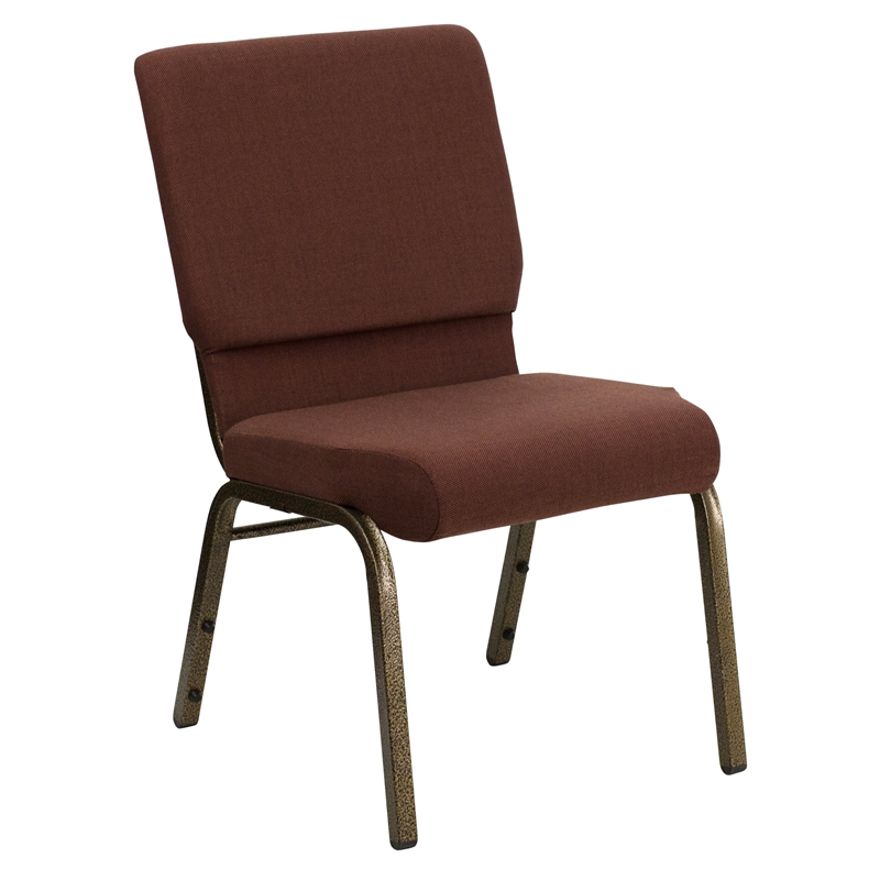 Flash Furniture Hercules Church Stacking Guest Chair in Brown and Gold