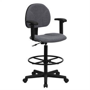Flash Furniture Patterned Ergonomic Drafting Chair in Gray with Arms