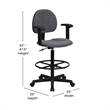 Flash Furniture Patterned Ergonomic Drafting Chair in Gray with Arms