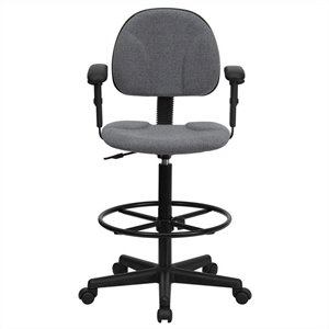 flash furniture patterned ergonomic upholstered drafting stool with armrests