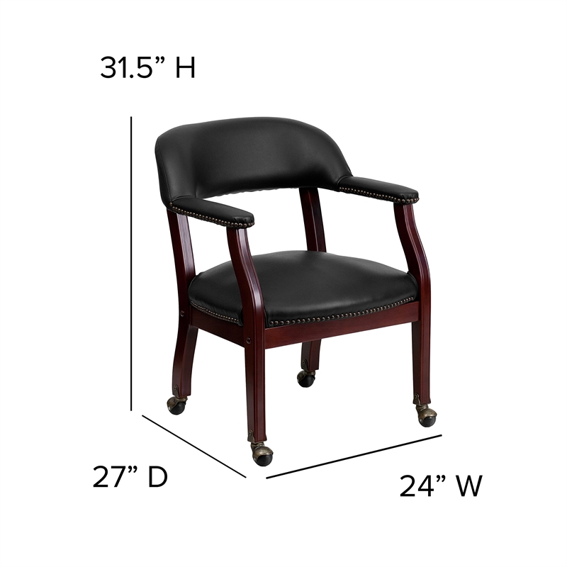 Flash Furniture Luxurious Conference Guest Chair in Black with Casters