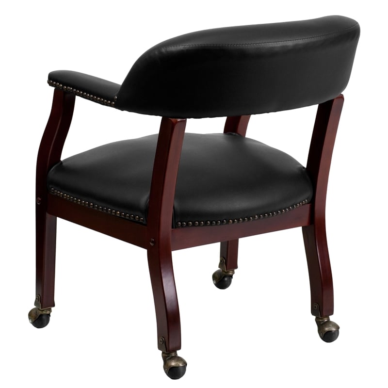 Flash Furniture Luxurious Conference Guest Chair in Black with Casters