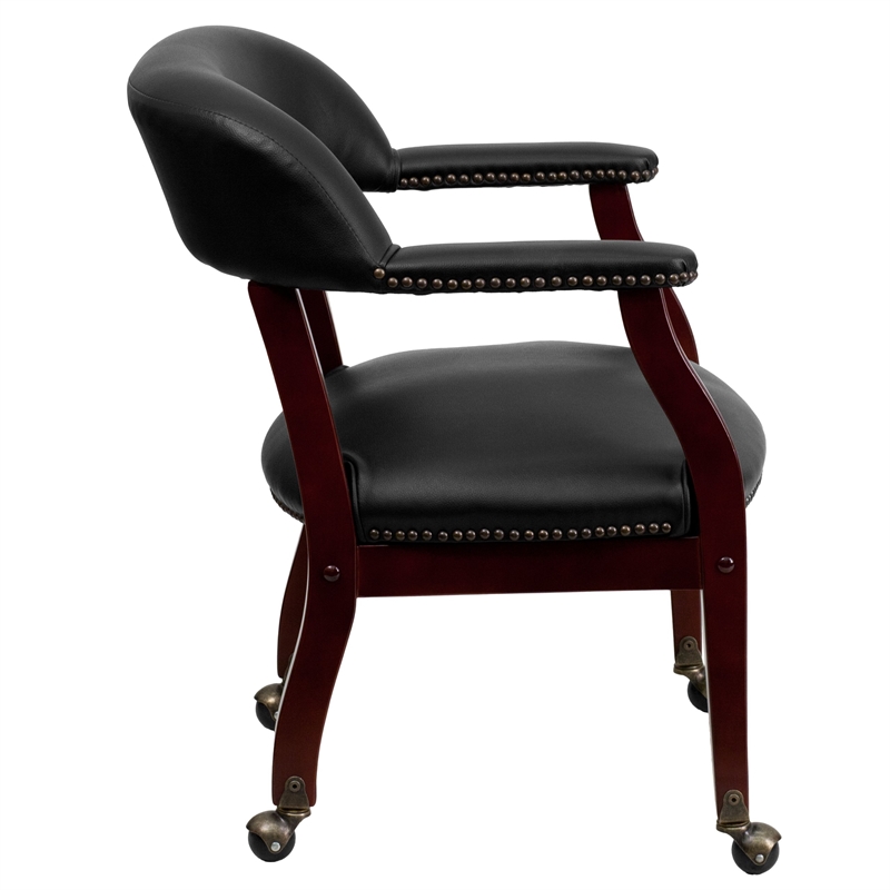 Flash Furniture Luxurious Conference Guest Chair in Black with Casters