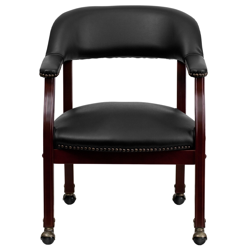 Flash Furniture Luxurious Conference Guest Chair in Black with Casters