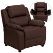 Flash Furniture Storage Arms Leathersoft Upholstered Kids Recliner in Brown