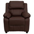 Flash Furniture Storage Arms Leathersoft Upholstered Kids Recliner in Brown