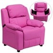 Flash Furniture Storage Arms Vinyl Upholstered Kids Recliner in Hot Pink