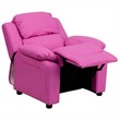 Flash Furniture Storage Arms Vinyl Upholstered Kids Recliner in Hot Pink