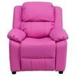 Flash Furniture Storage Arms Vinyl Upholstered Kids Recliner in Hot Pink