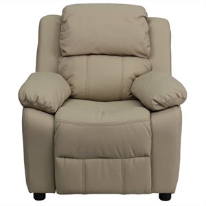 flash furniture heavily padded contemporary faux leather kids recliner with storage arms