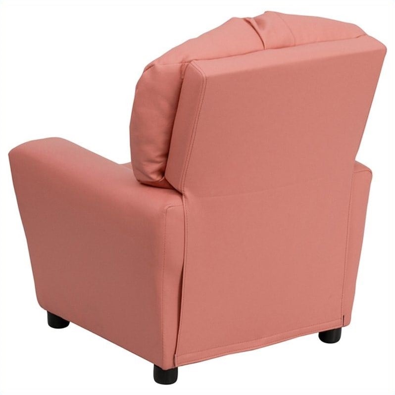 Flash Furniture Vinyl Upholstered Kids Recliner with Cup Holder in Pink